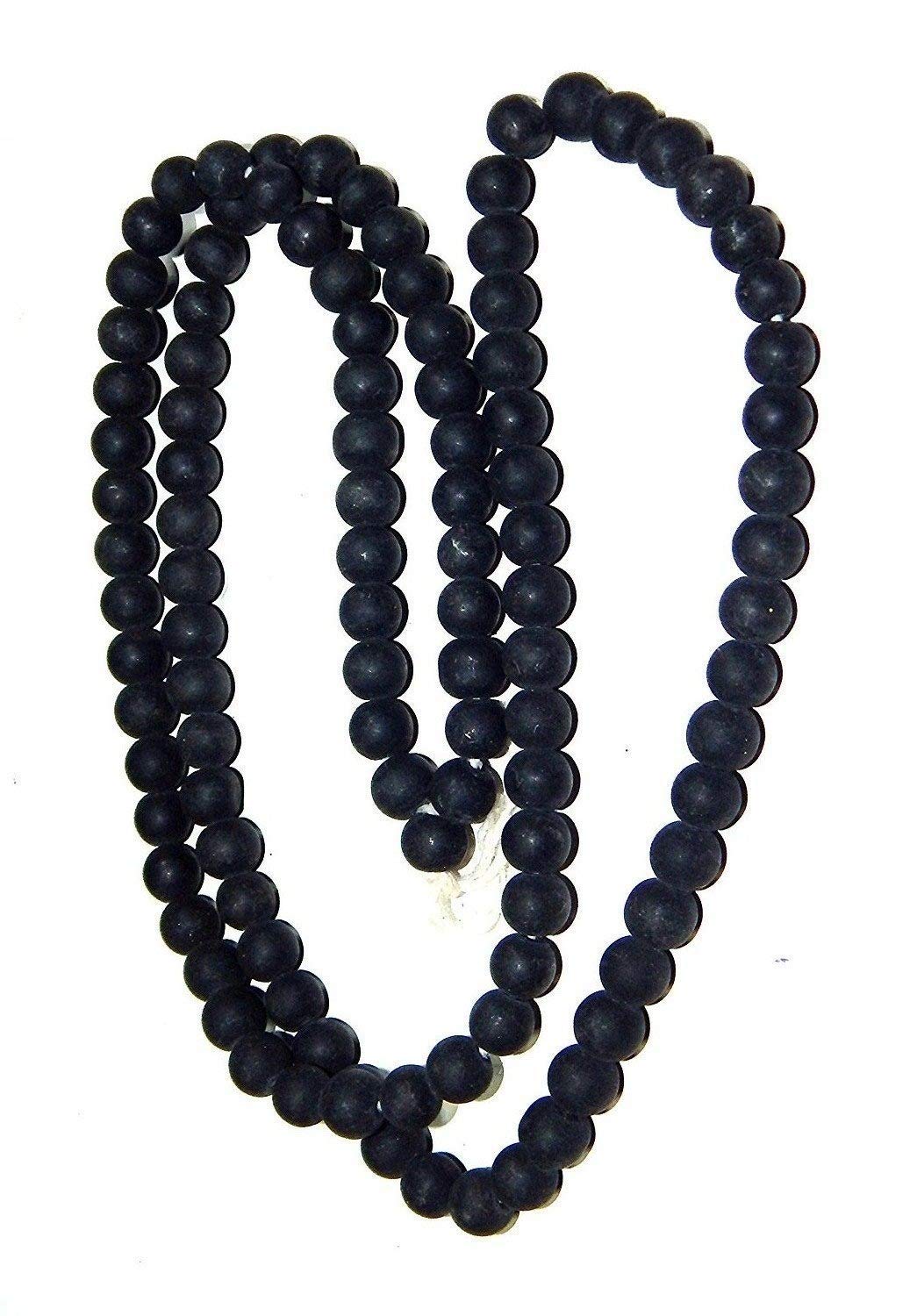 Natural Laxmi Narayan Shaligram Stone Prayer Rosary With Cerificate 8 MM 108+1 Beads Jaap Mala For Meditation (45 x 2 x 1 cm) Black.