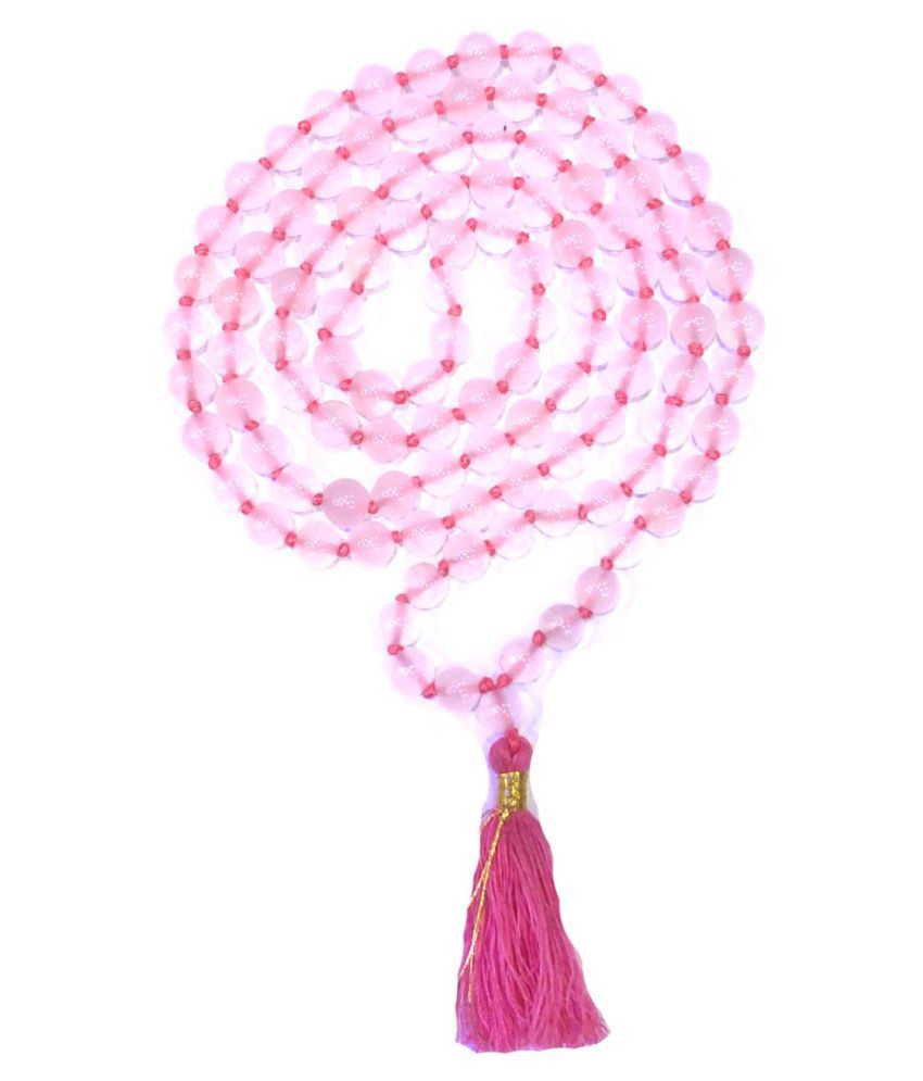 Natural Rose Quartz Stone Prayer Mala -6.5 MM 108+1 Beads Jaap Mala.