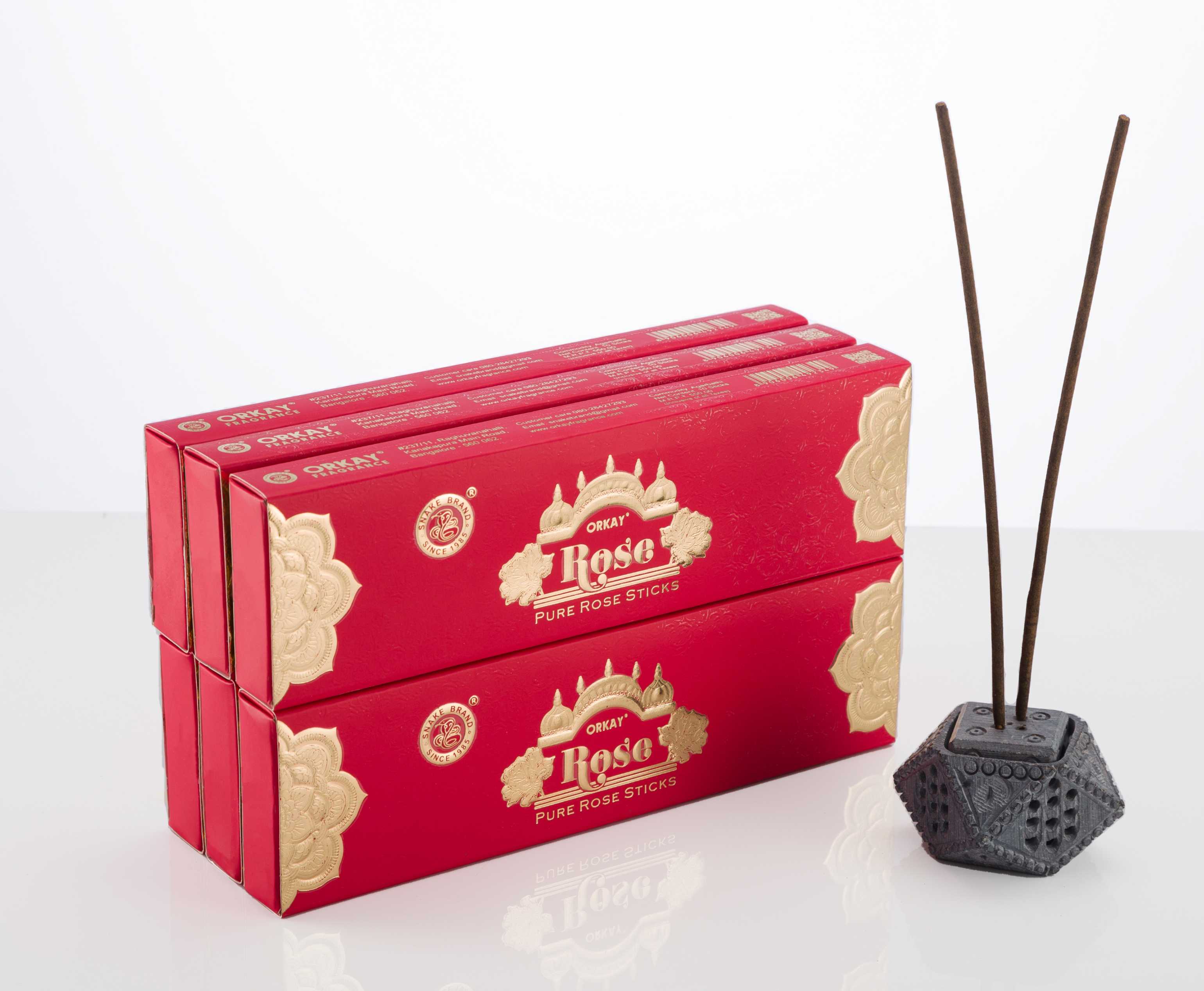 Orkay Pure Rose 10 sticks || Pack of 6 || Contains 60 sticks Rose (10, Set of 6)