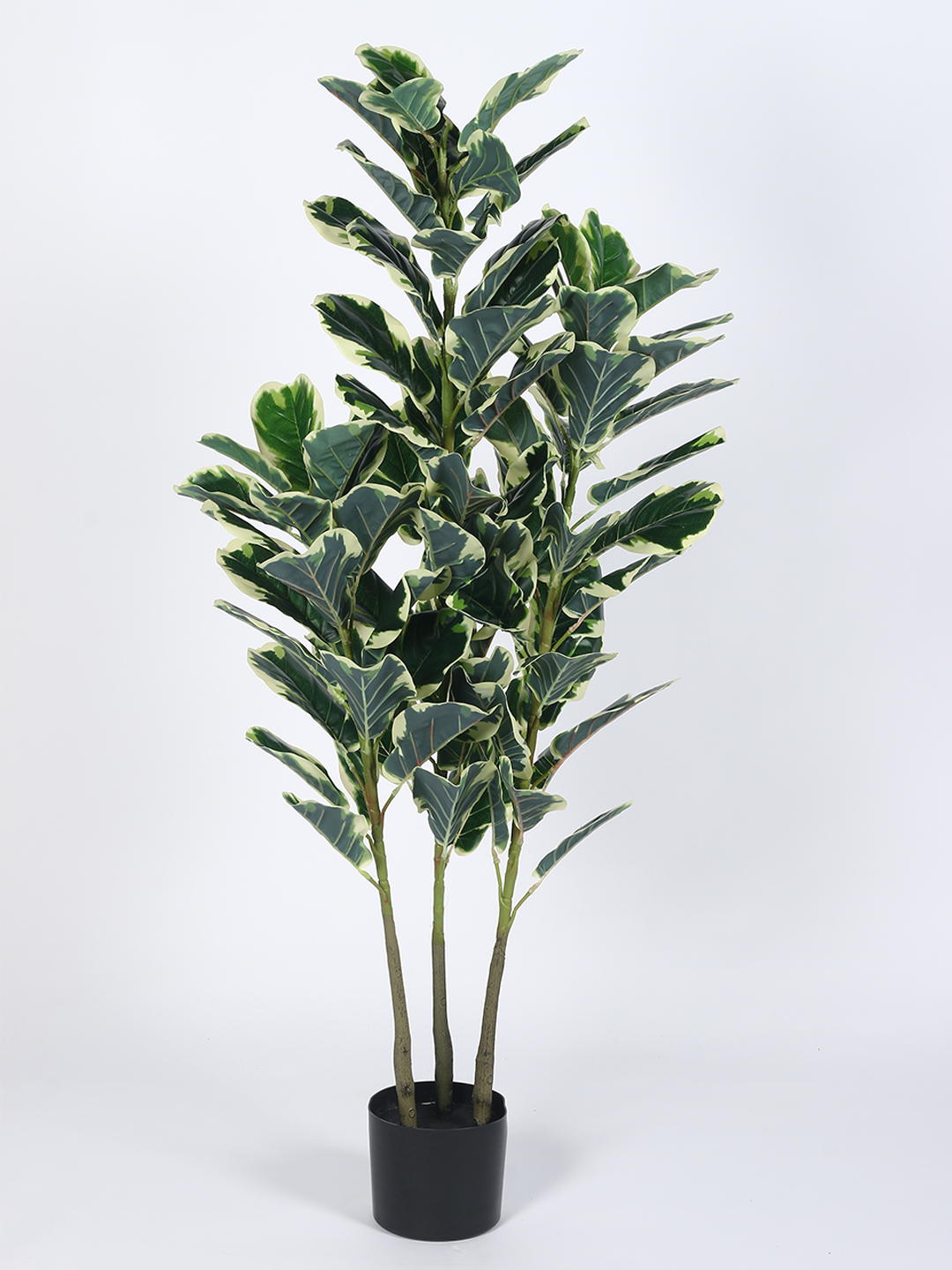 Artificial Plant  59inch Artificial Real Touch Variegated Fiddle Leaf Plants With Black Pot|Home Decor,Office Decor Perfect Housewarming Gift,Set of 1